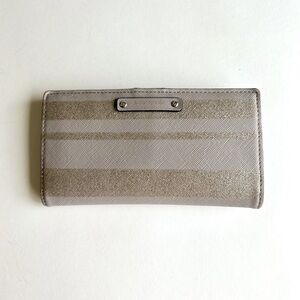 Kate Spade Grey Gold Crossgrain Leather Wallet.